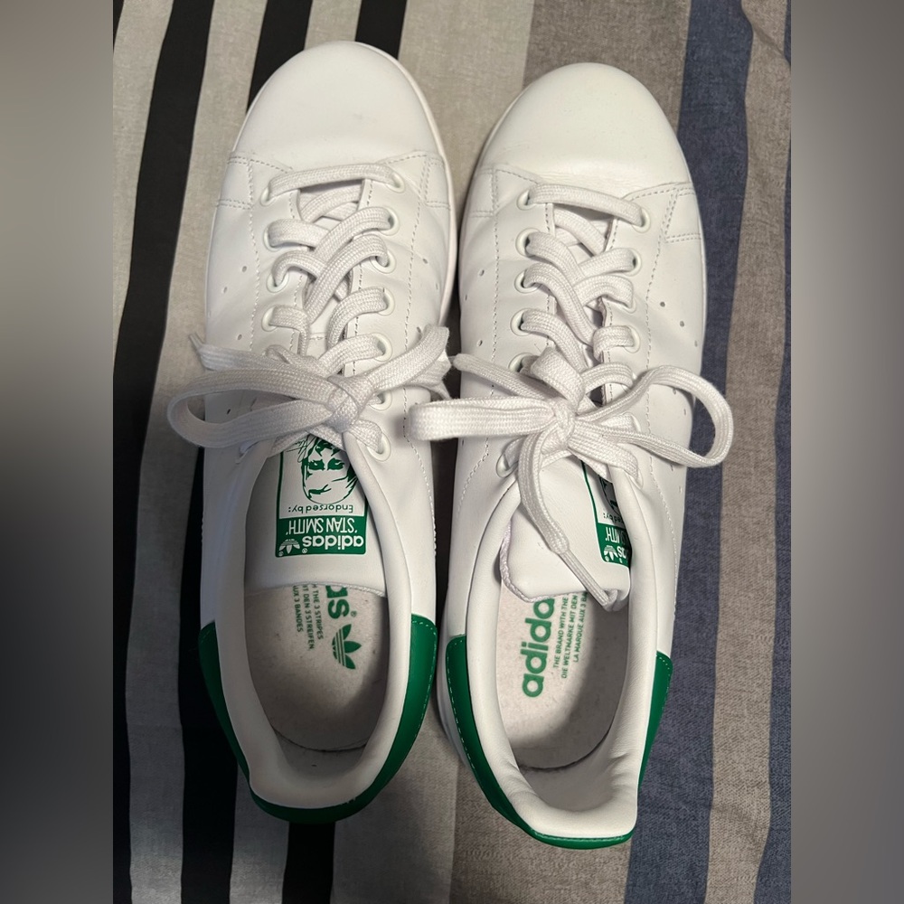 Adidas White Sneakers with Green Details